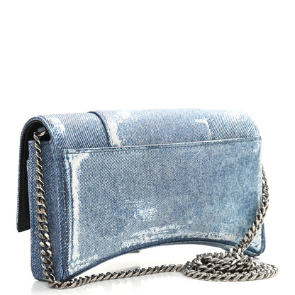 Balenciaga Nappa Denim Printed Hourglass Chain Bag Denim Blue 3 of 9
