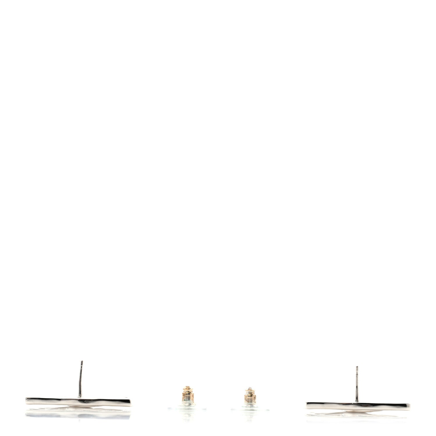 Chanel Metal Square CC Earrings Silver 3 of 5