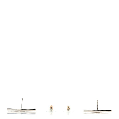 Chanel Metal Square CC Earrings Silver 3 of 5