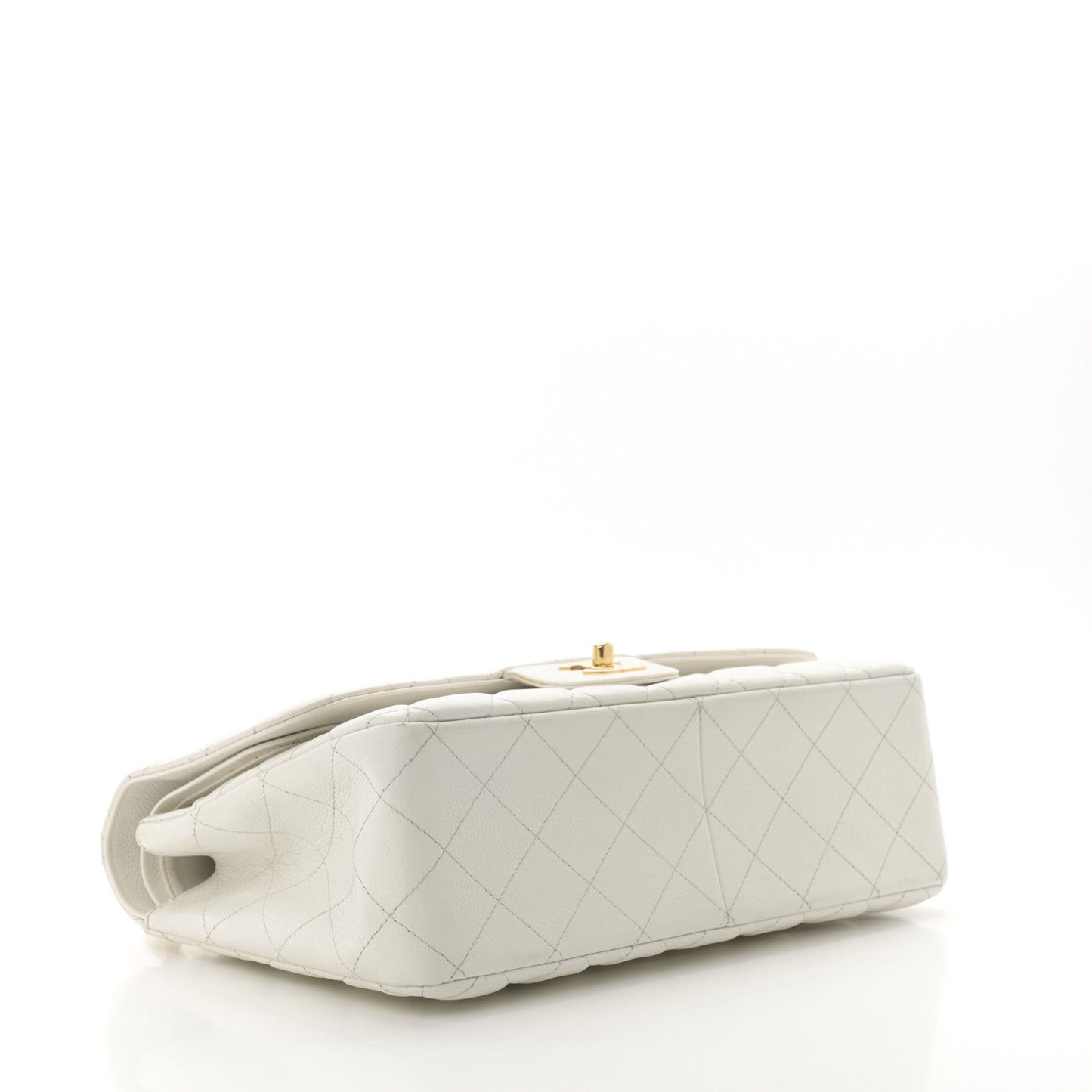 Caviar Quilted Jumbo Double Flap White