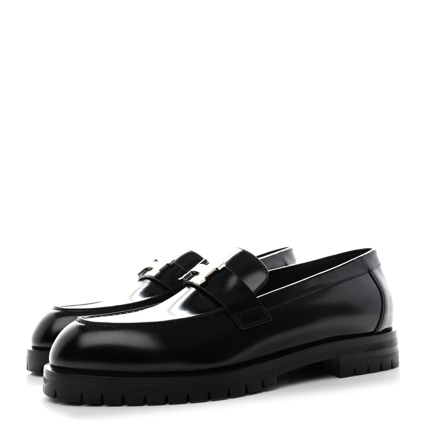 Calfskin Womens Faubourg Loafers 37.5 Black