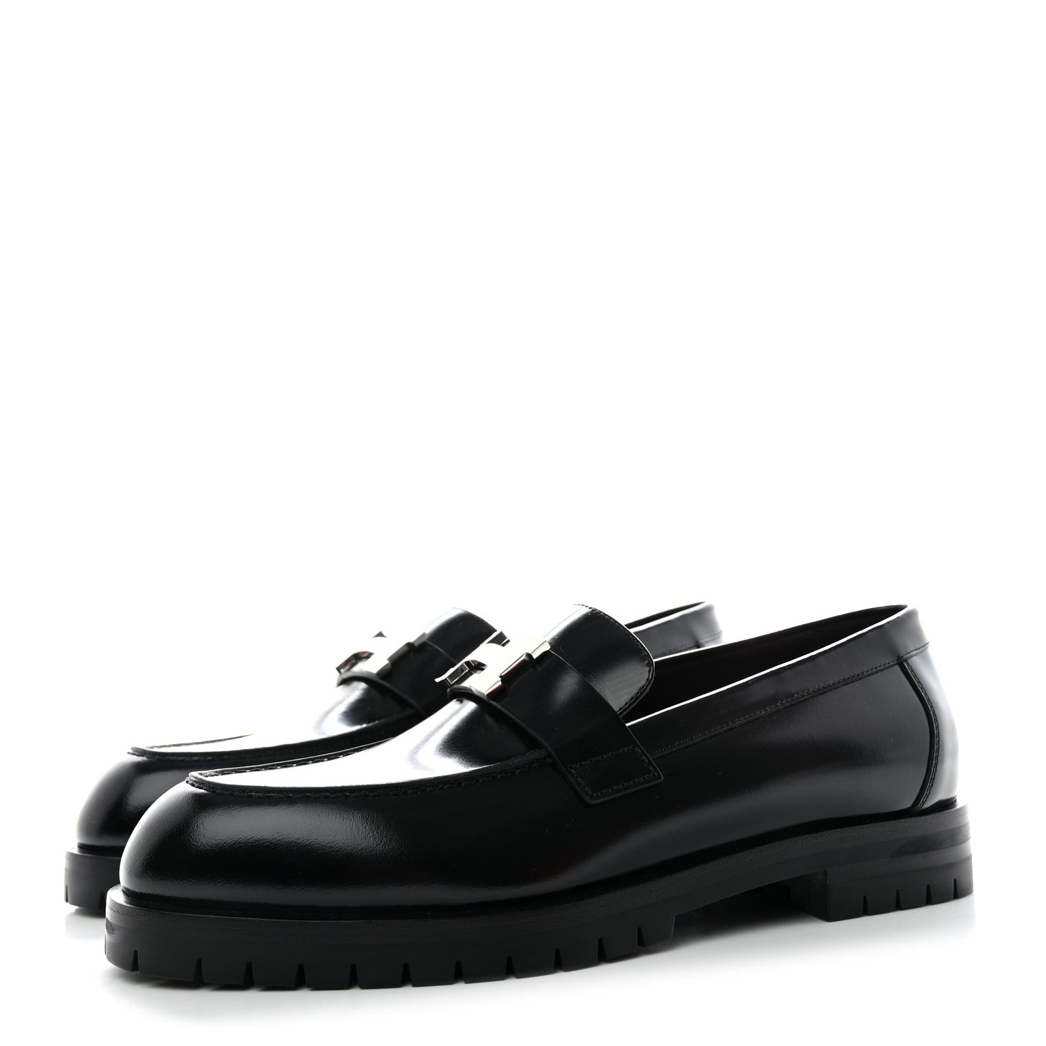 Hermes Calfskin Womens Faubourg Loafers 37.5 Black 3 of 10