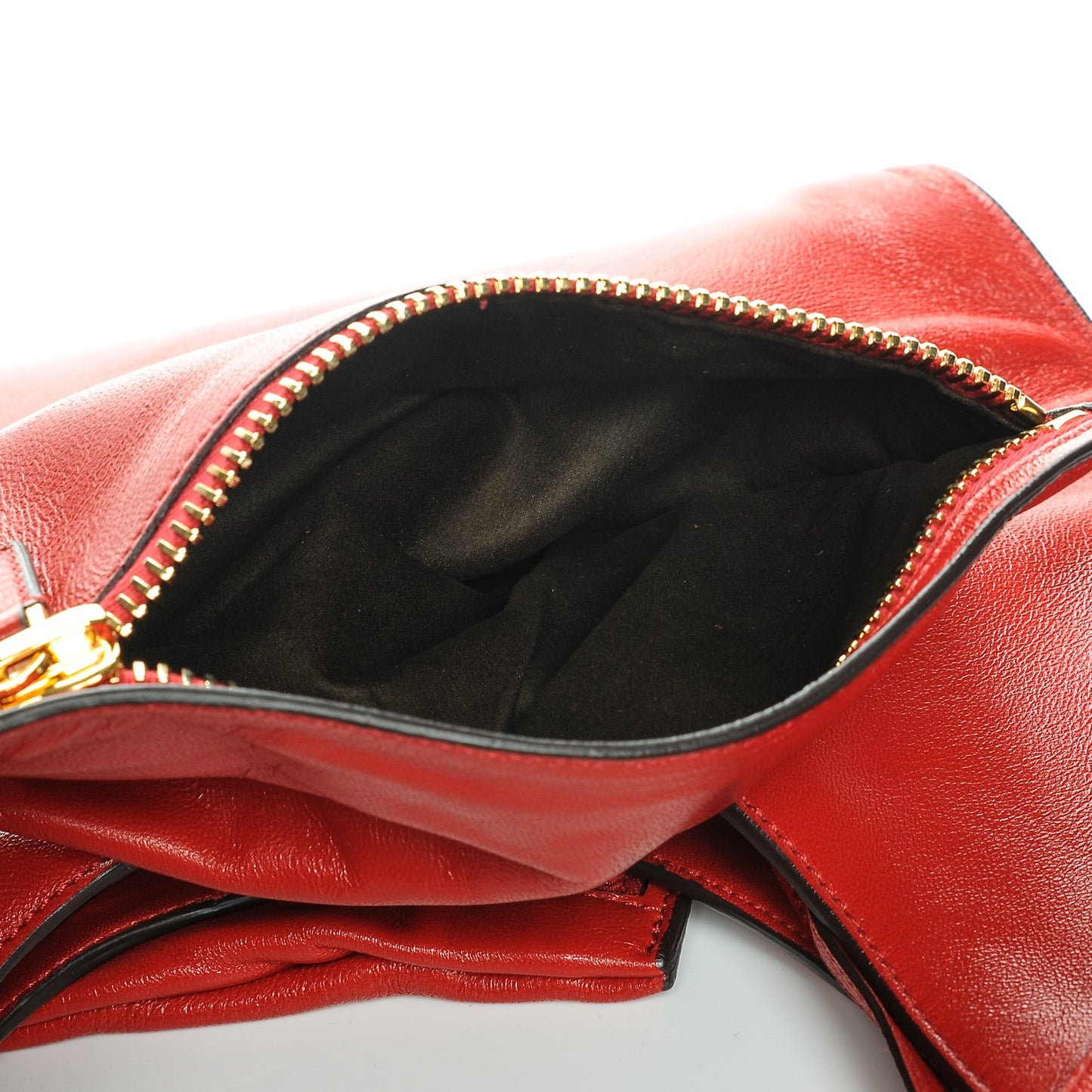 Ramskin Large Alix Padlock Zip Shoulder Bag Flame Red