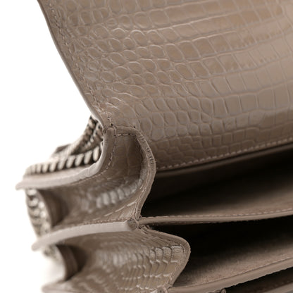 Saint Laurent Calfskin Crocodile Embossed Medium Monogram Sunset Dusty Grey 15 of 17