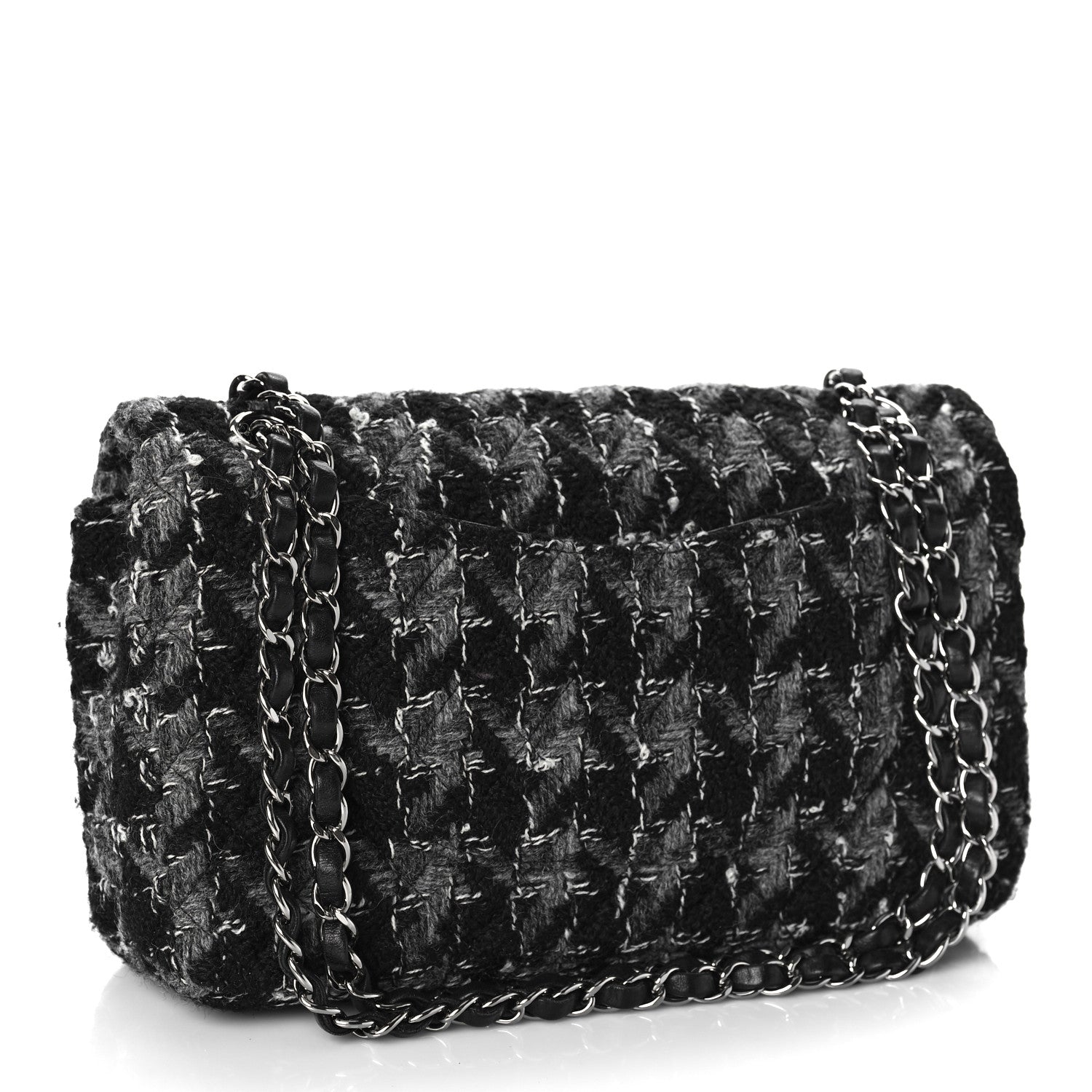 Chanel Tweed Medium Double Flap Black Grey 3 of 9