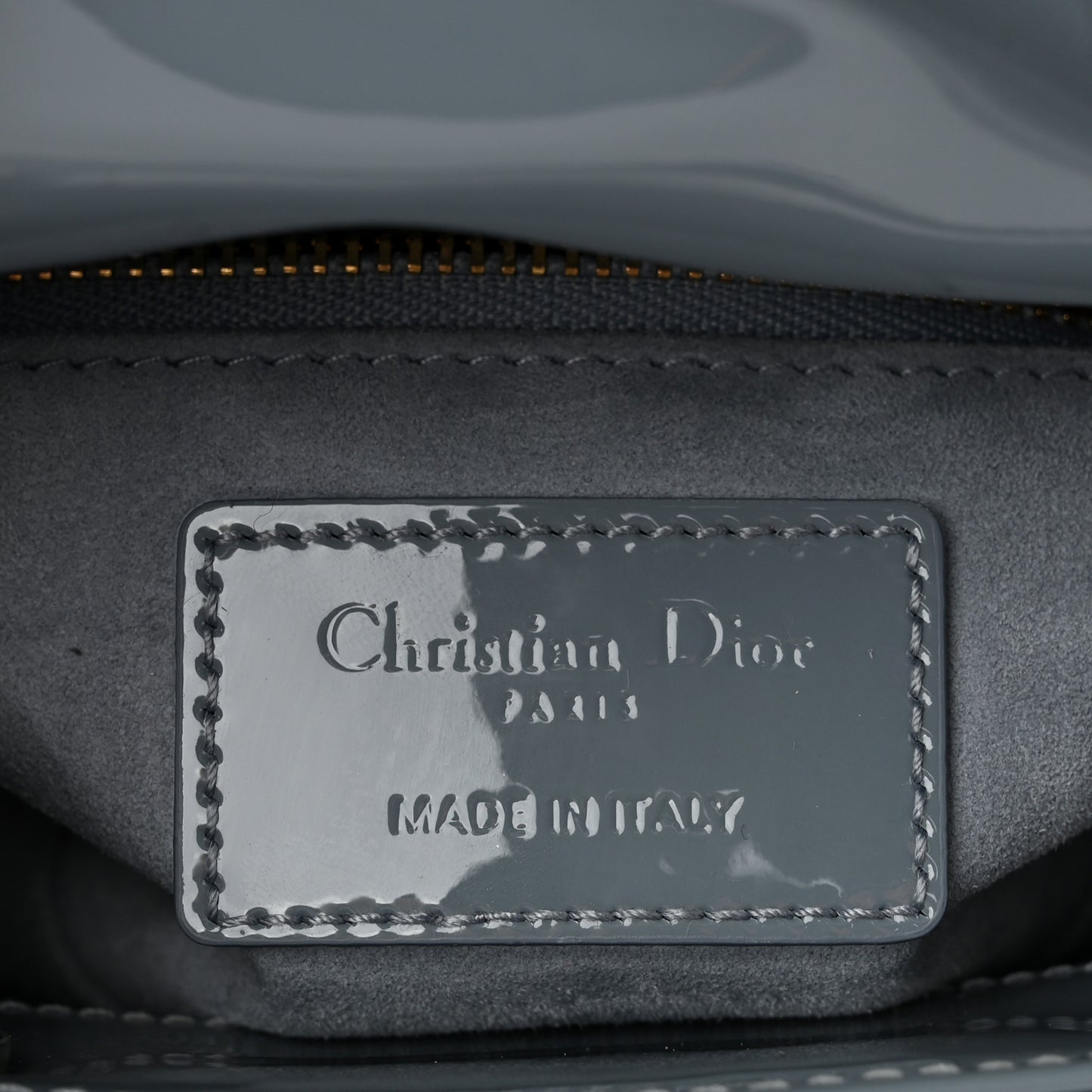 Patent Cannage Mini Lady Dior Light Blue