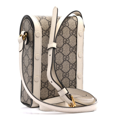 Gucci GG Supreme Monogram Azalea Calfskin Mini Horsebit 1955 Crossbody Bag Beige Ebony Mystic White 3 of 9