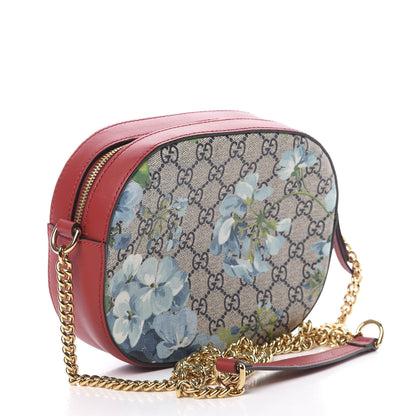 Gucci GG Supreme Monogram Blooms Mini Chain Shoulder Bag Beige Blue Navy Hibiscus Red 3 of 11