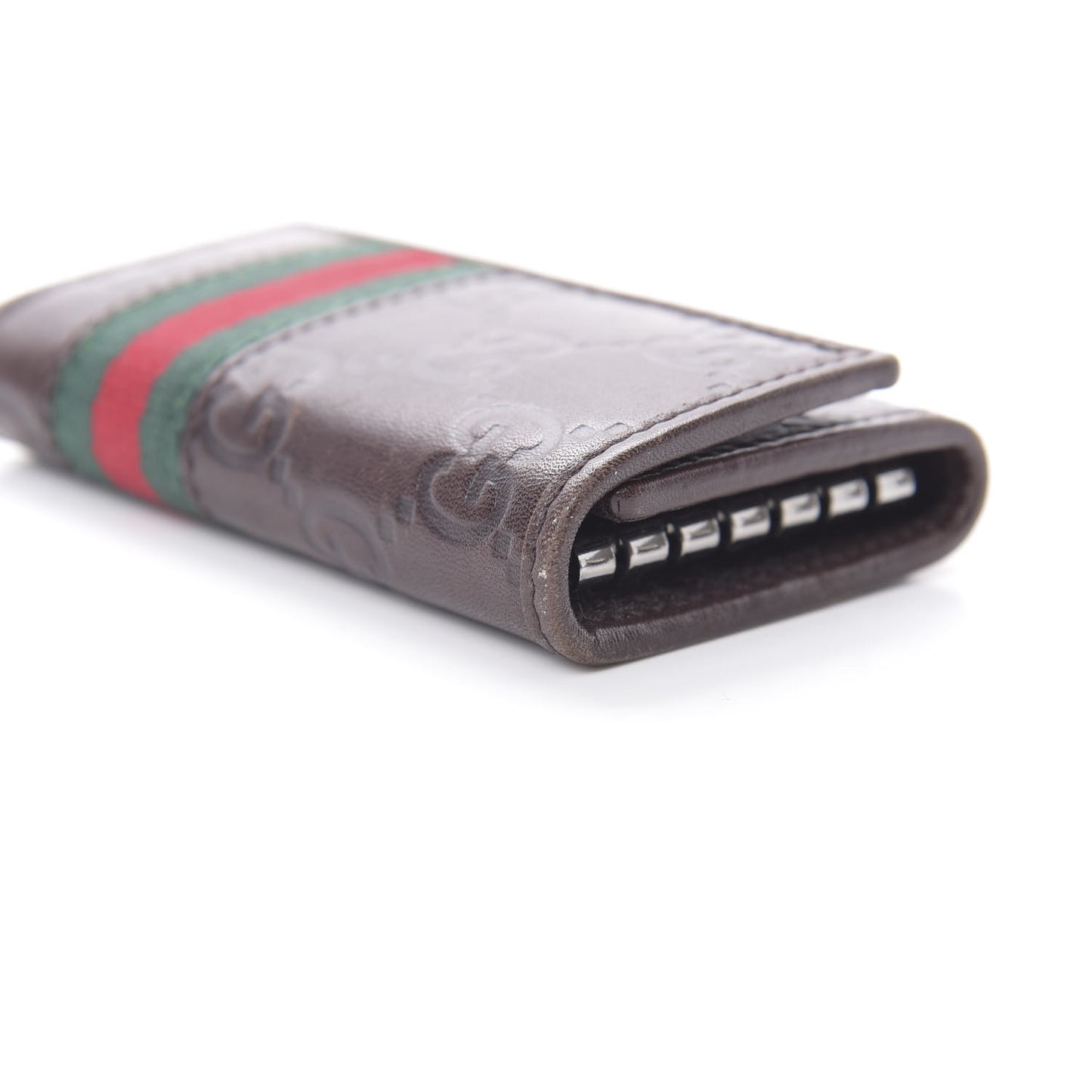 Guccissima Web 6 Key Holder Case Brown