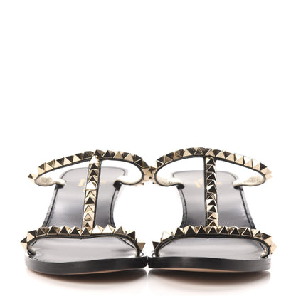 Valentino Garavani Calfskin Rockstud No Limit Sandals 35.5 Black 3 of 8