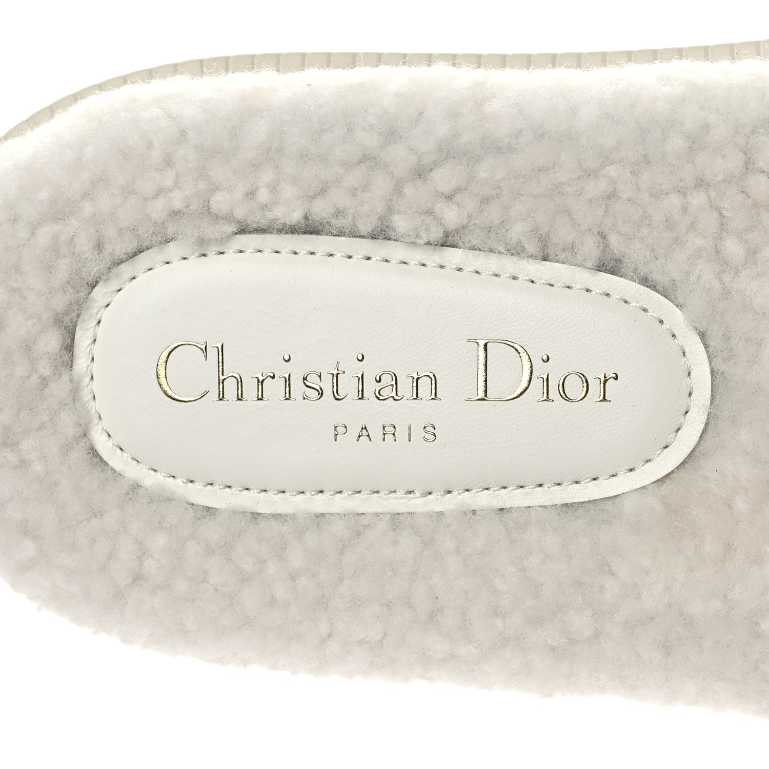 Christian Dior Shearling Canvas Embroidered Dway 10mm Slide Sandals 38 White Pink 7 of 8