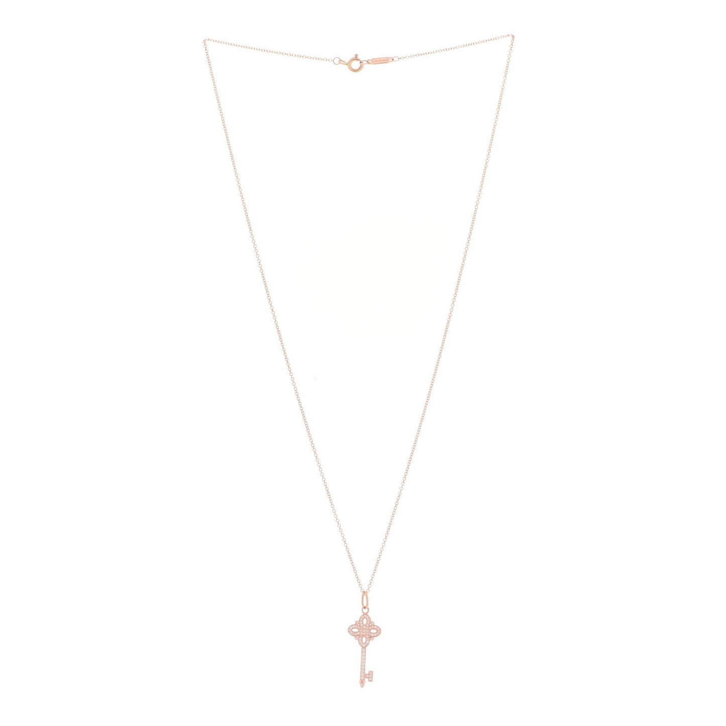 18K Rose Gold Diamond Mini Victoria Key Pendant Necklace