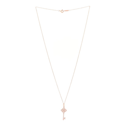 Tiffany 18K Rose Gold Diamond Mini Victoria Key Pendant Necklace 3 of 6