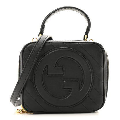 Gucci Sakai Be Green Calfskin Diagonal Stitched Blondie Top Handle Bag Black 1 of 12
