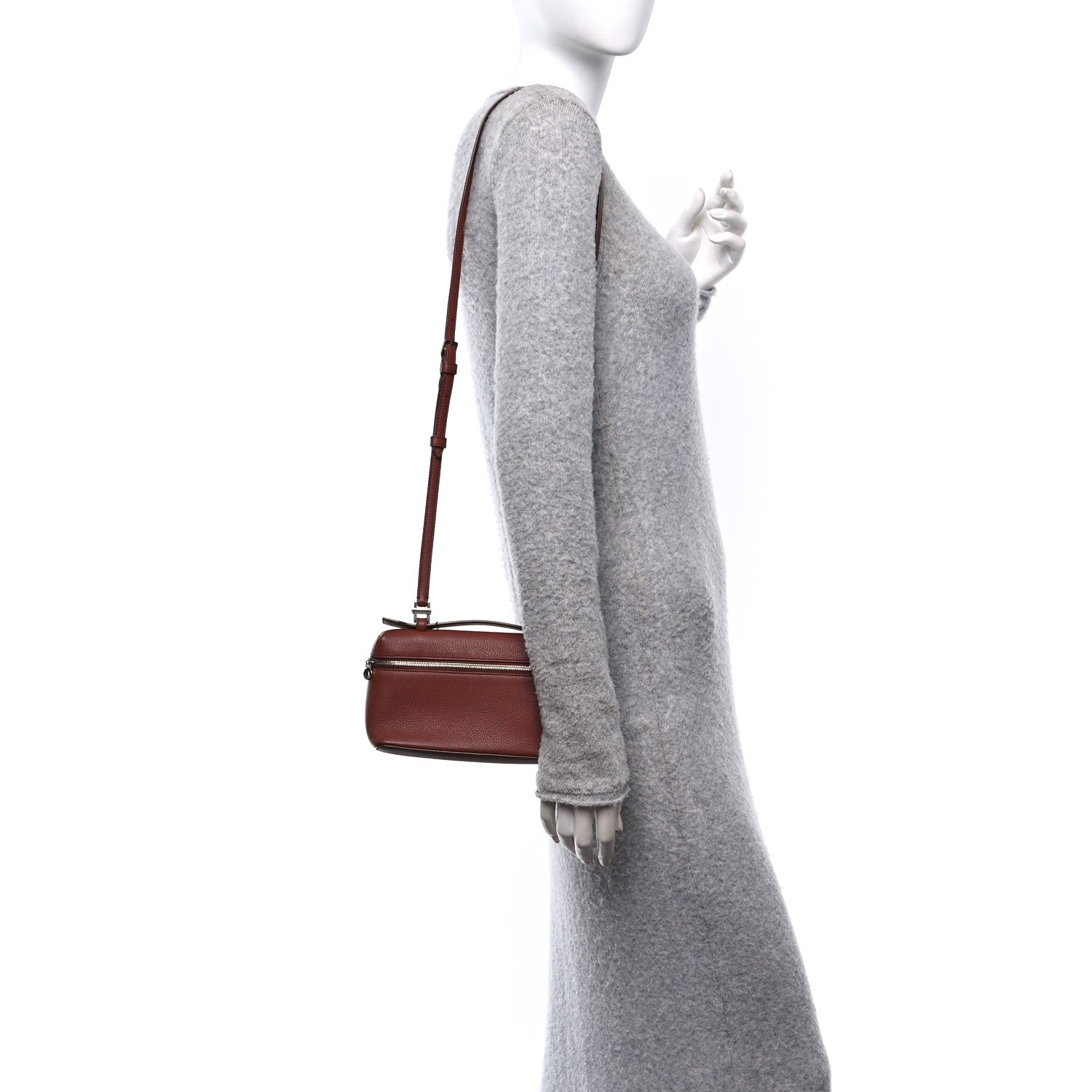 Loro Piana Grained Calfskin L19 Extra Pocket Pouch Kummel 1704707