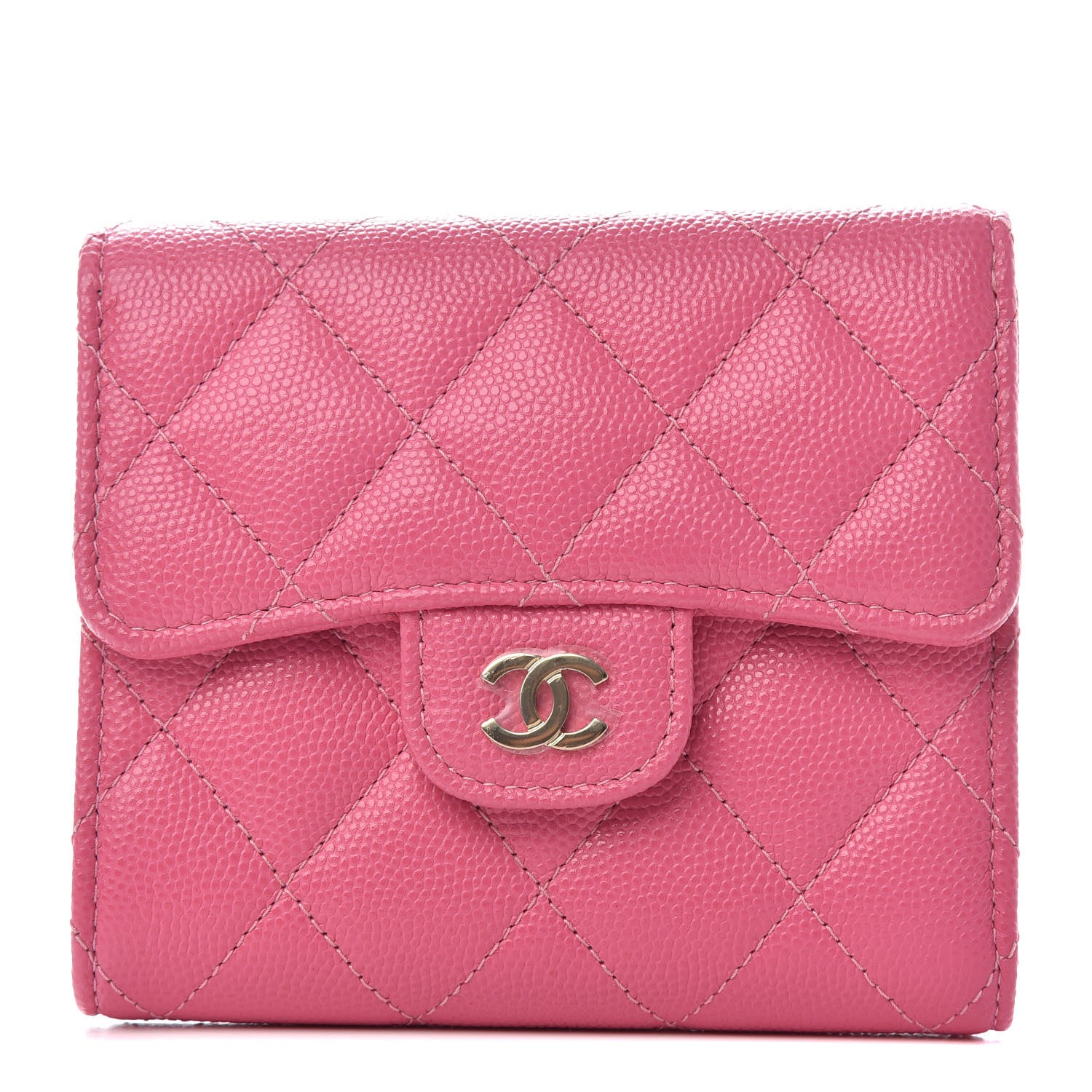 Chanel Caviar Quilted Compact Flap Wallet Pink 1 of 8