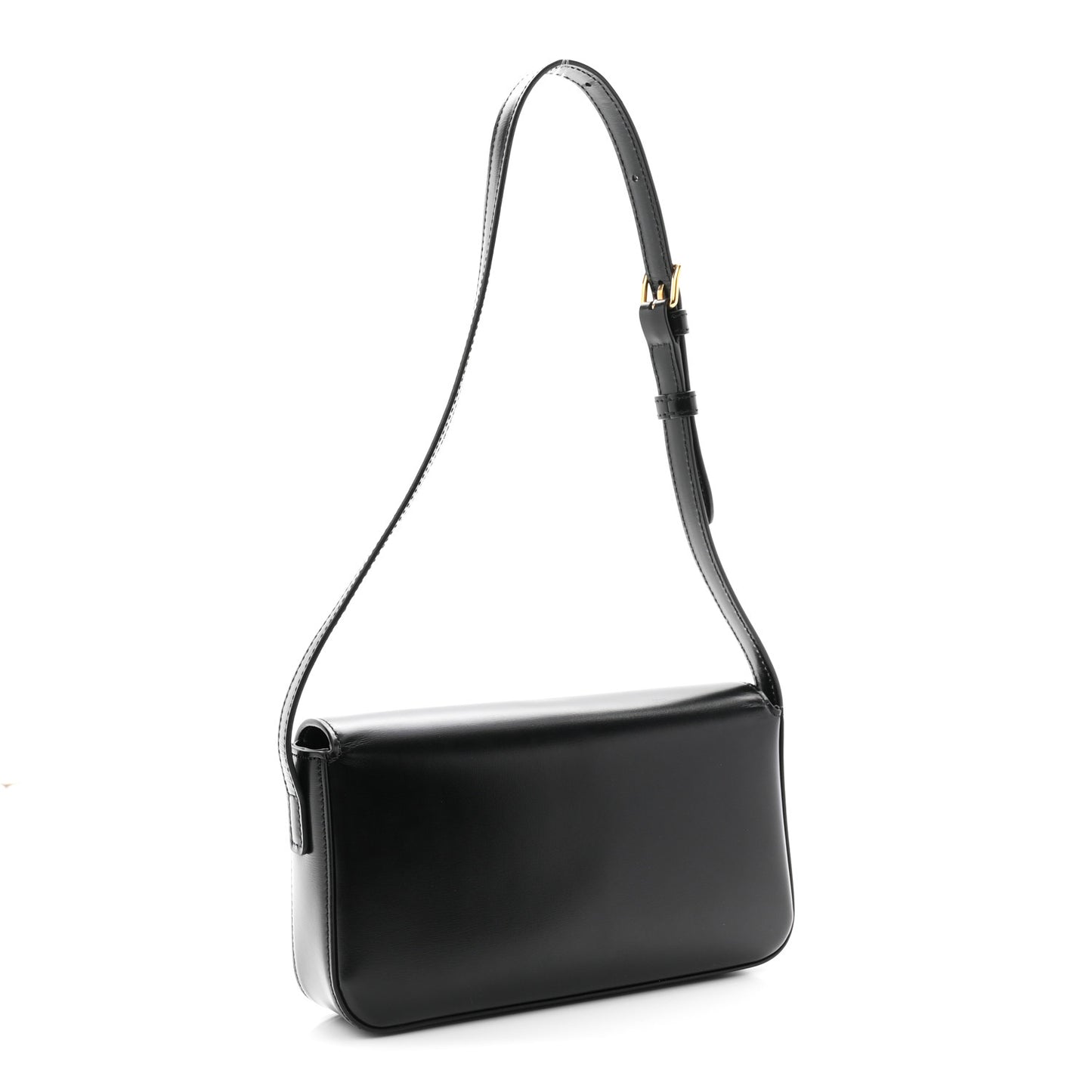 Shiny Calfskin Triomphe Shoulder Bag Black