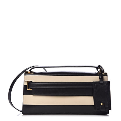 Valentino Garavani Nappa Striped My Rockstud Clutch Black Light Ivory 1 of 12