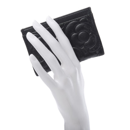 Chanel Lambskin Camellia Embossed Card Holder Black 2 of 13
