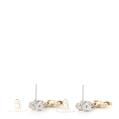 Chanel Crystal CC Heart Drop Earrings Gold Silver 4 of 5