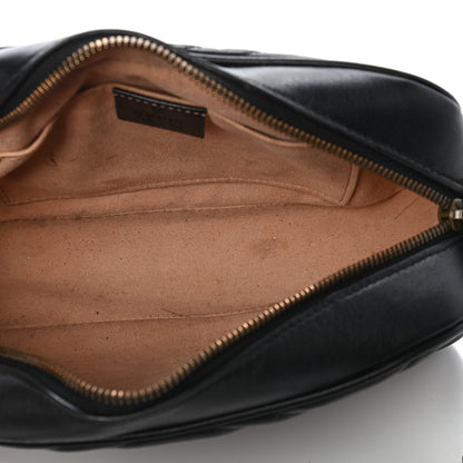 Gucci Calfskin Matelasse Small GG Marmont Chain Shoulder Bag Black 5 of 9