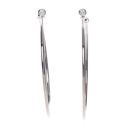 Tiffany Sterling Silver Diamond Medium Elsa Peretti Hoop Earrings 1 of 5