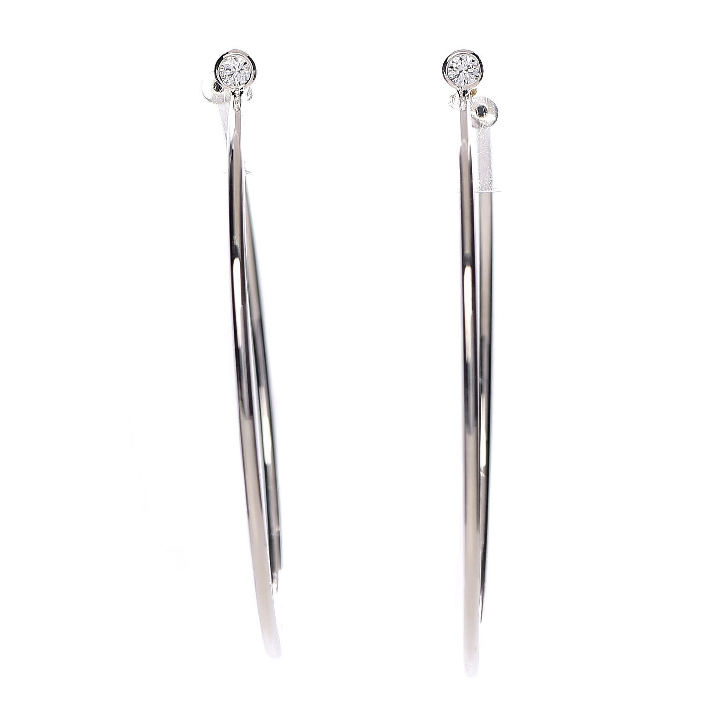 Sterling Silver Diamond Medium Elsa Peretti Hoop Earrings