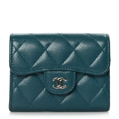 Chanel Caviar Quilted Card Holder Wallet Dark Turquoise 1 of 7