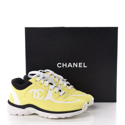 Chanel Lycra Fabric CC Sneakers 35 Yellow 9 of 9