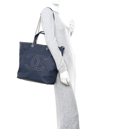 Chanel Grained Calfskin Large Coco Eyelets Shopping Tote Navy 2 of 11
