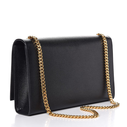 Saint Laurent Grain De Poudre Medium Classic Monogram Kate Satchel Black 3 of 7