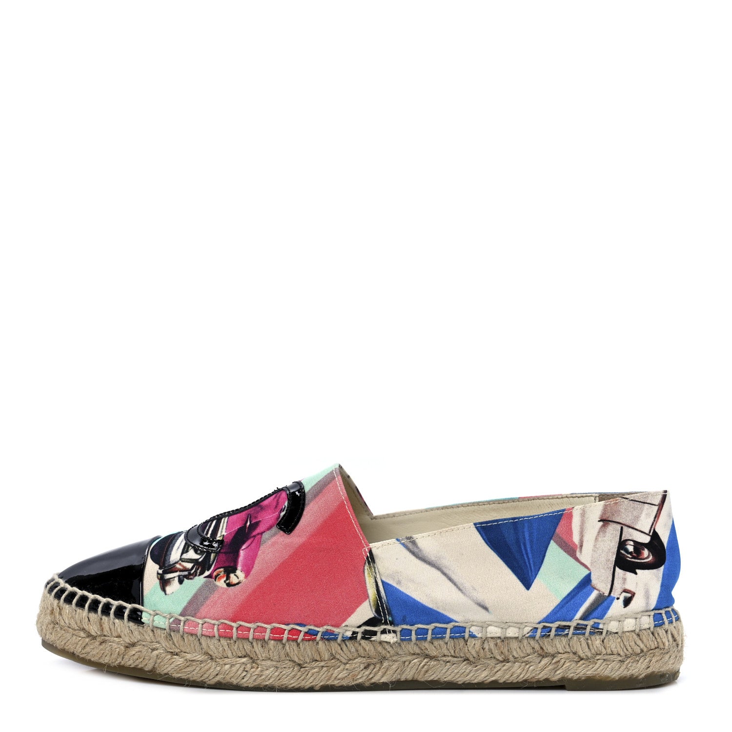 Chanel Fabric Patent CC Espadrilles 38 Multicolor Black 1 of 11