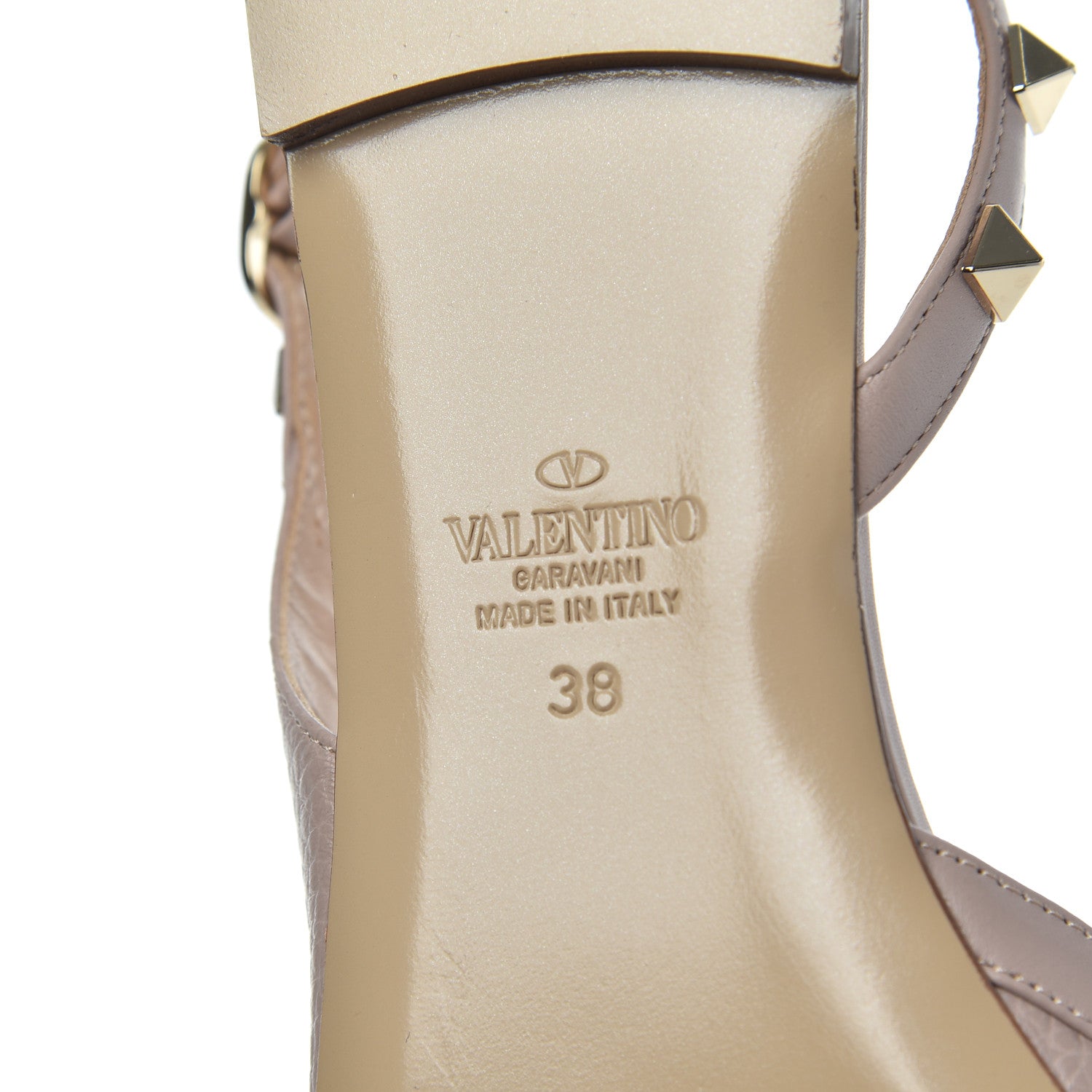 Valentino Garavani Pebbled Calfskin Rockstud Slingback Flats 38 Poudre 7 of 16