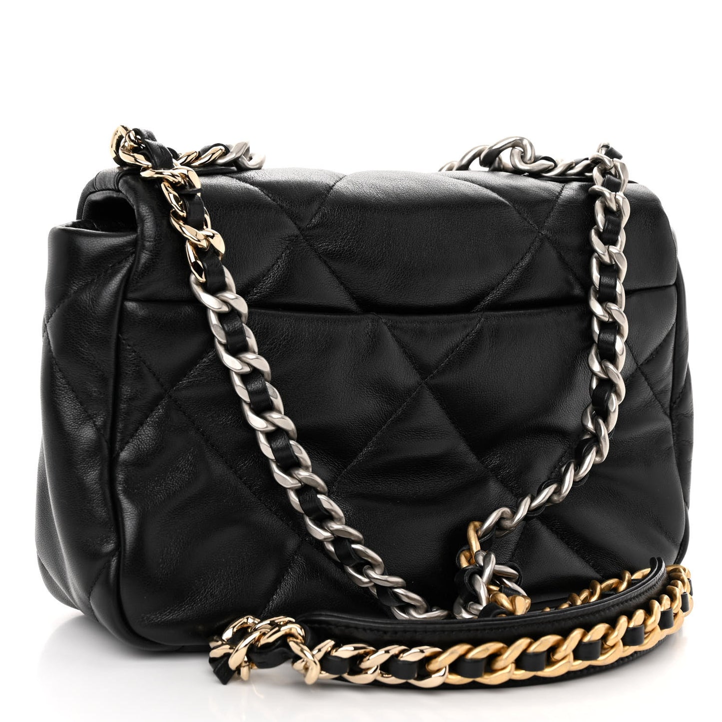 Lambskin Quilted Medium 19 Flap Black