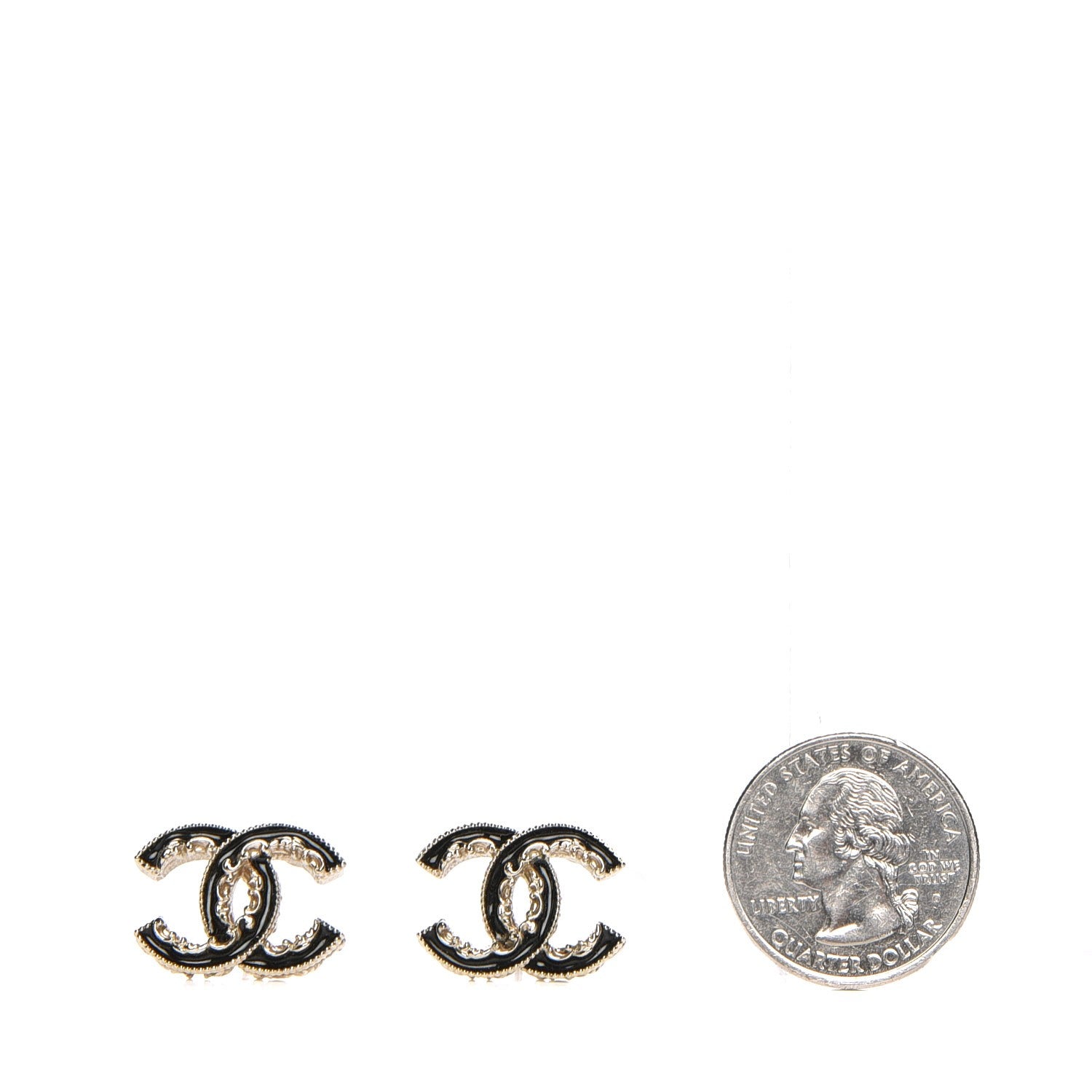 Chanel Enamel CC Baroque Earrings Black Gold 2 of 5