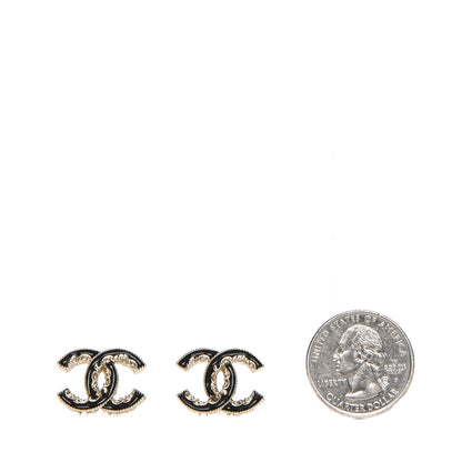 Chanel Enamel CC Baroque Earrings Black Gold 2 of 5