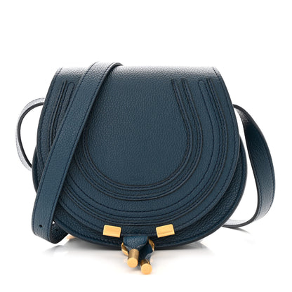 Chloe Grained Calfskin Small Marcie Saddle Bag Navy 1 of 10