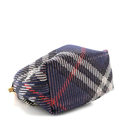 Burberry Canvas Knitted Check Mini Peg Duffle Bag Marine 4 of 11