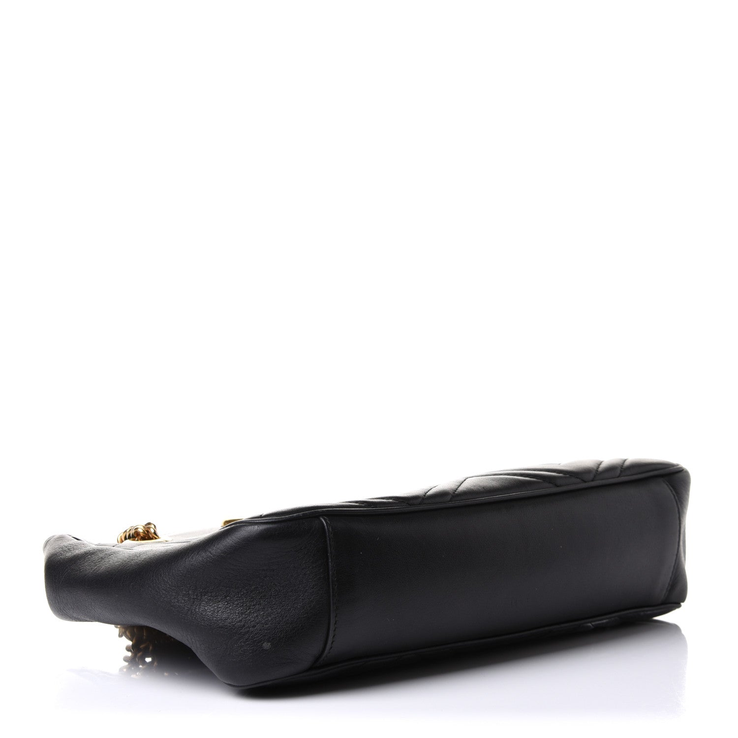 Gucci Calfskin Matelasse Medium GG Marmont Open Top Shoulder Bag Black 3 of 14