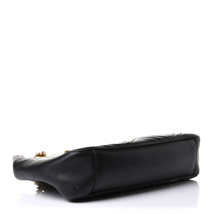 Gucci Calfskin Matelasse Medium GG Marmont Open Top Shoulder Bag Black 3 of 14