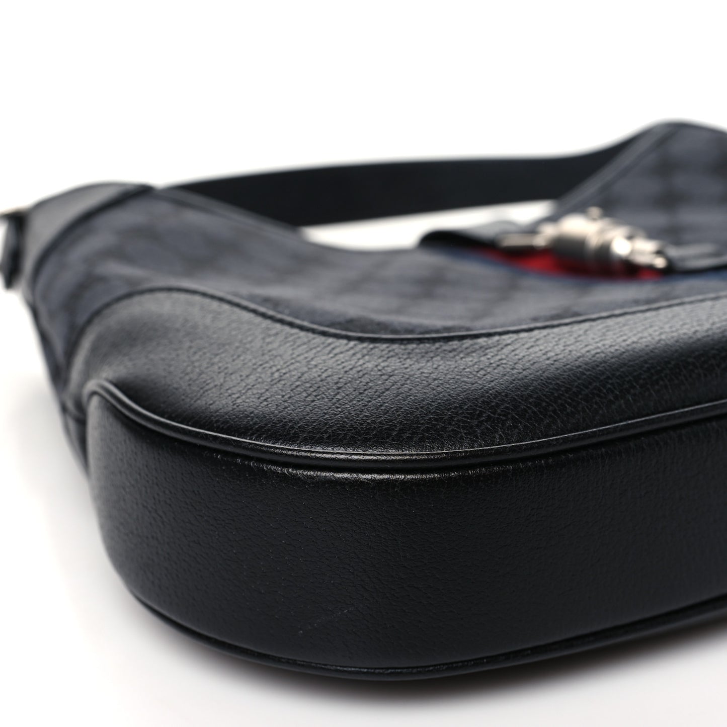 X BALENCIAGA Supreme Monogram Calfskin Web Medium Jackie 1961 Hobo Black