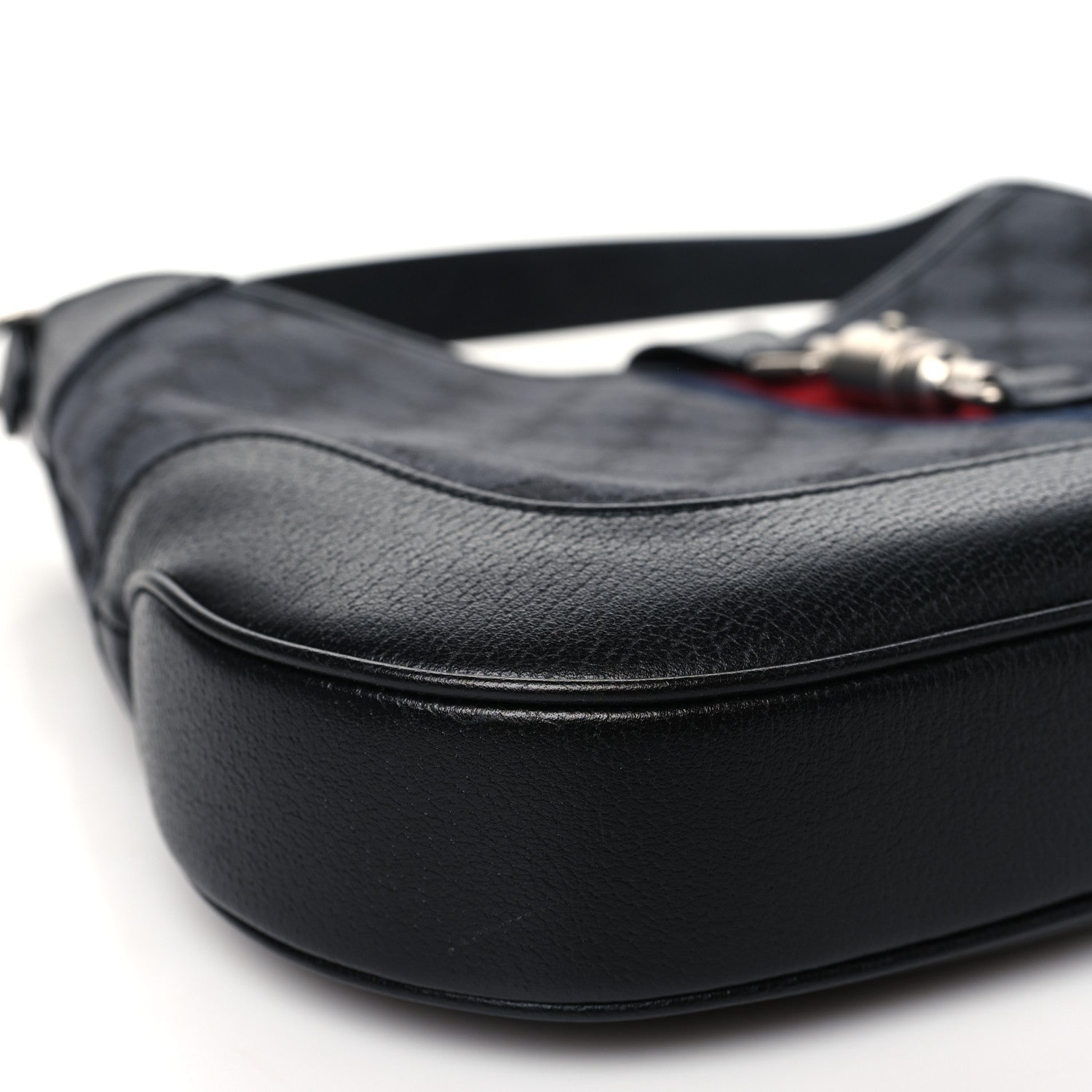 Gucci X BALENCIAGA Supreme Monogram Calfskin Web Medium Jackie 1961 Hobo Black 9 of 11