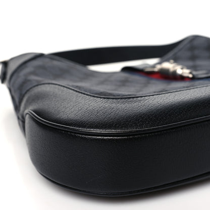Gucci X BALENCIAGA Supreme Monogram Calfskin Web Medium Jackie 1961 Hobo Black 9 of 11
