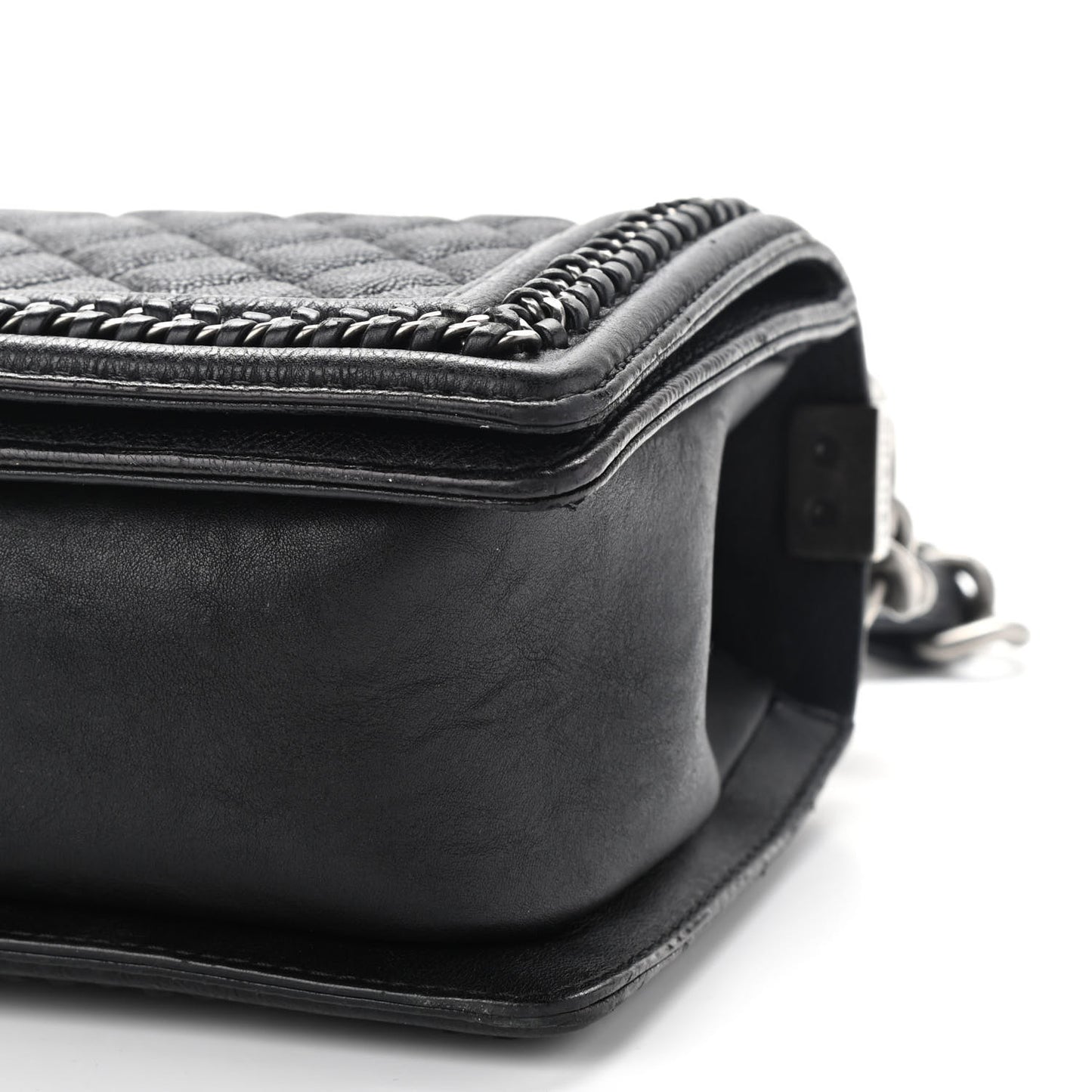 Goatskin Quilted Medium Boy Handle Flap Black