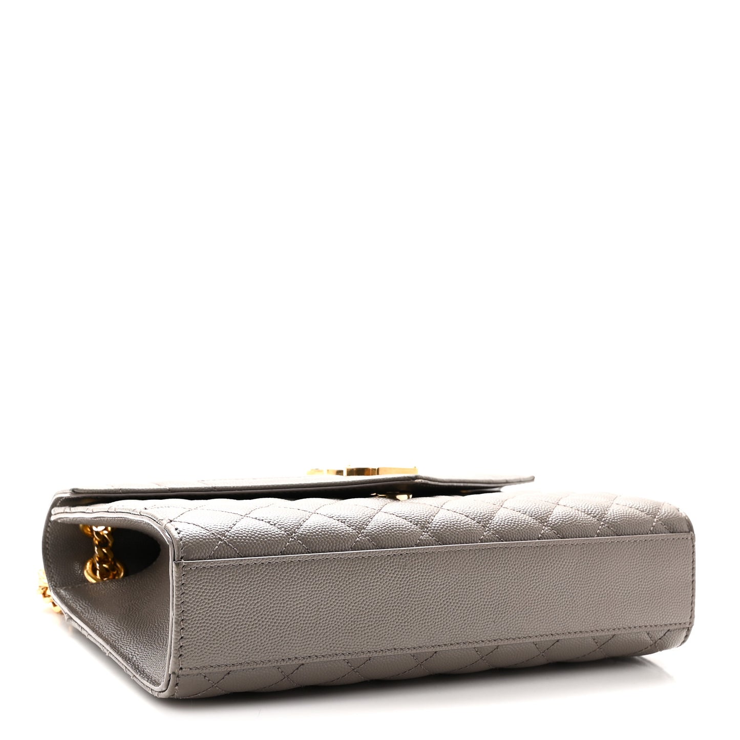 Grain De Poudre Textured Mixed Matelasse Triquilt Medium Monogram Satchel Greyish Brown