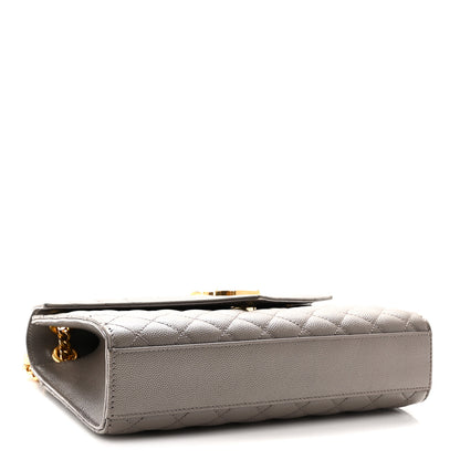 Saint Laurent Grain De Poudre Textured Mixed Matelasse Triquilt Medium Monogram Satchel Greyish Brown 4 of 10