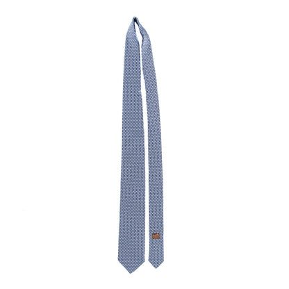 Hermes Silk Printed Mens Cravate Neck Tie Marine Ciel White 2 of 3