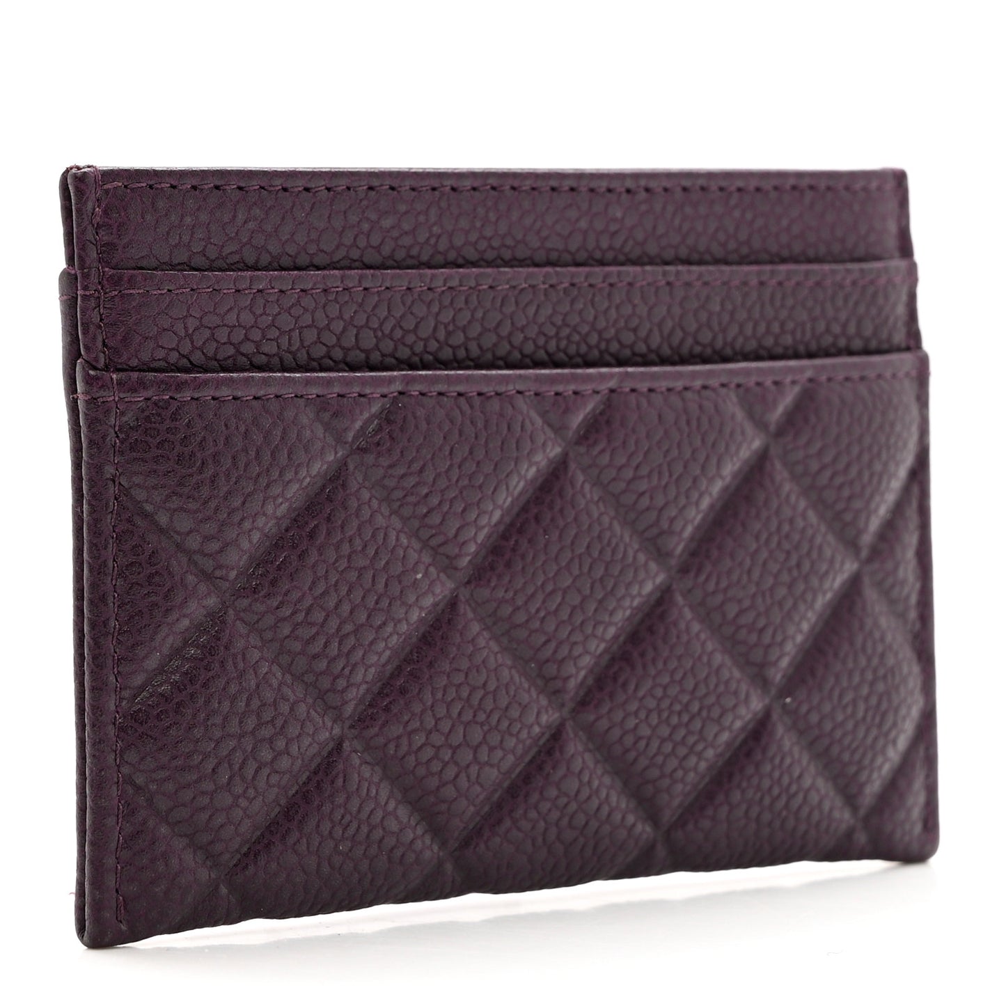Caviar Quilted Diamond CC Card Holder Purple