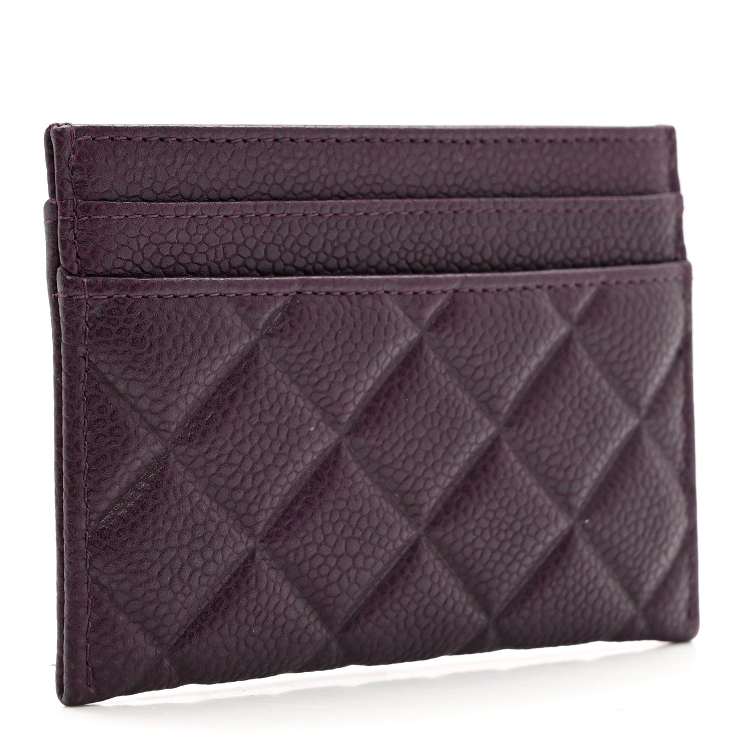Chanel Caviar Quilted Diamond CC Card Holder Purple 3 of 9