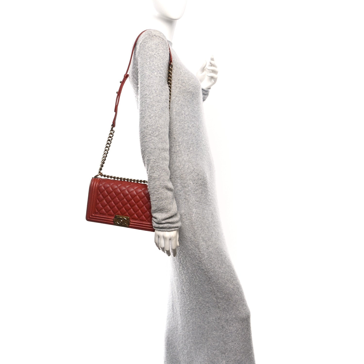 Chanel Caviar Quilted Medium Boy Flap Dark Red 2 of 12